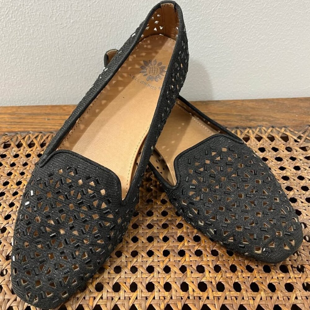 Size 7.5 Modern Bohemian Cut Out Sparkle Elevated Black Eclectic Grandpa Loafer